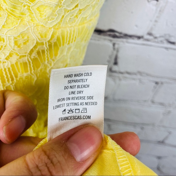 FRANCESCA’S Lace Tie Back Dress XS Yellow - Picture 8 of 8